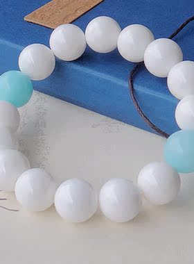 天然浅蓝色水晶手链包邮