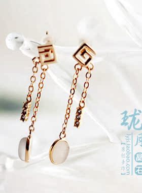 银河镀18k玫瑰金韩版饰品猫眼石
