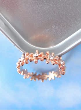 饰品玫瑰金花朵戒指满百包邮