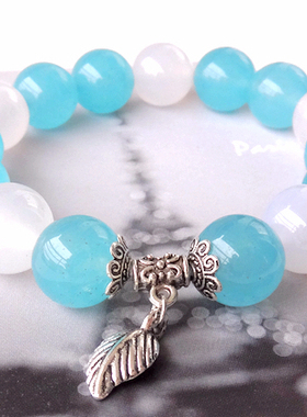 天然玉髓白色玛瑙水晶手链