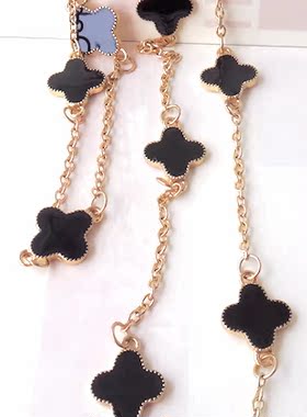 黑色镀18k玫瑰金长项链满百包邮