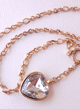 浅金色项链桃心水晶吊坠
