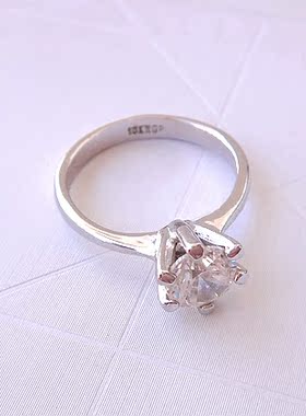 镀18k八心八箭白色戒指满百包邮