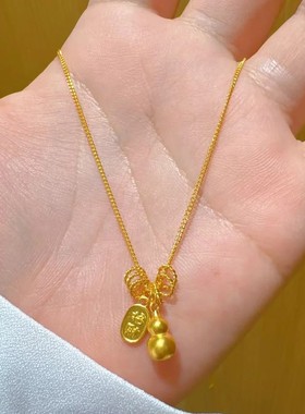 新中式招财纳福葫芦仿金吊坠项链