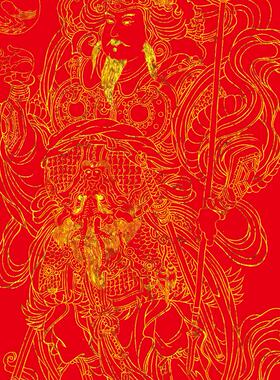2026年门神经典门贴新年春节大门装饰门贴国潮描金diy线稿装饰画