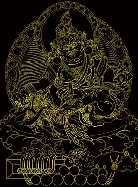 唐卡描金财神天王线稿手绘佛像