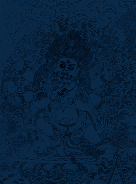 自画唐卡 玛哈嘎拉大黑天像diy线稿手绘静心减压涂色礼物装饰画