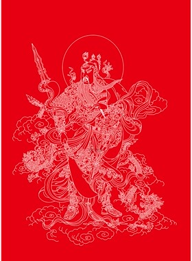 自画唐卡武财神关羽伽蓝diy手绘