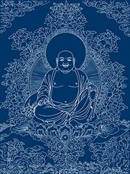 弥勒笑佛弥勒菩萨唐卡描金临摹涂色填色禅意礼物画稿