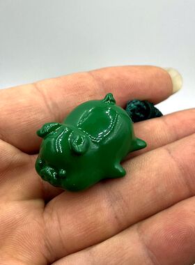 新中式绿檀木亥猪生肖吊坠钥匙扣
