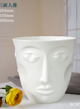 纯白思考者人像办公家居摆件骨质花瓶人物手工创意款工厂直营