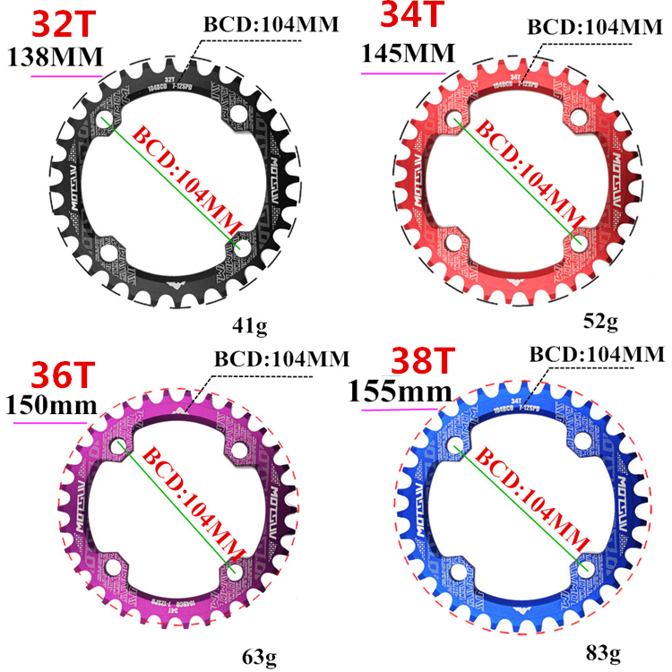 正负齿盘片 山地车单盘 椭圆 圆盘104BCD 32 34 36T 38 40 42T - 图1