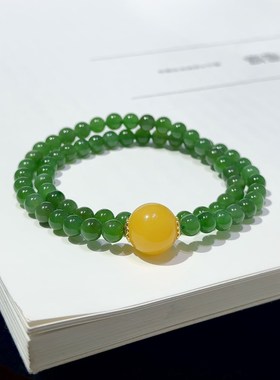 和田玉碧玉圆珠手链项链多用途