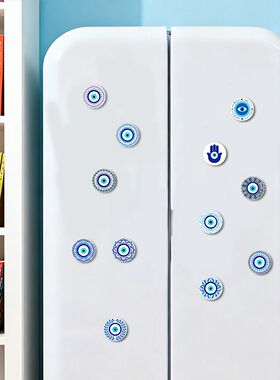 简约民族风恶魔眼冰箱磁贴橄榄枝叶几何星芒太阳纹样文创装饰贴片