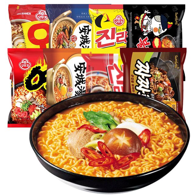 Instant noodles in bags mixed with authentic Samyang imported from Korea