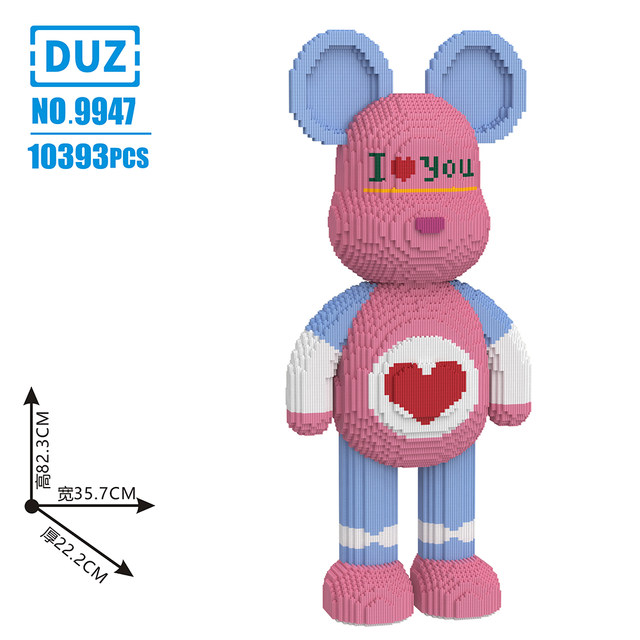 82cm Happy Rabbit Violent Bear Building Block Ornament Gift Toy