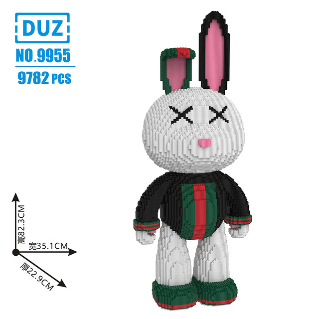 82cm Happy Rabbit Violent Bear Building Block Ornament Gift Toy