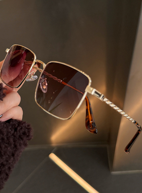 欧美风金属螺纹方形遮阳墨镜潮女