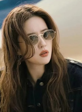 防紫外线小椭圆复古女尼龙片墨镜