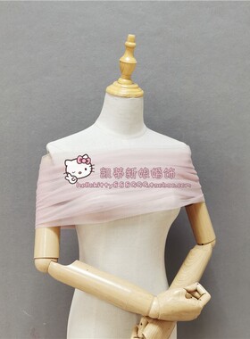 结婚一字领遮挡手臂肉肉软纱礼服