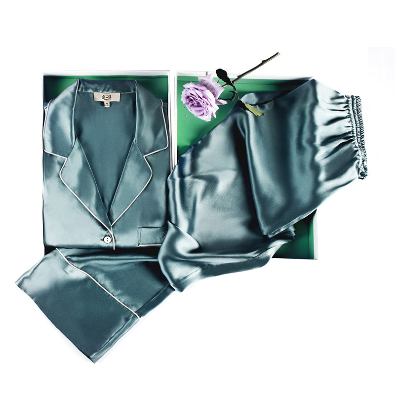 夏长袖两件套桑蚕丝薄款金三塔睡衣 金三塔内衣睡衣/家居服套装