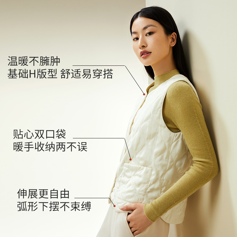 金三塔桑蚕丝填充保暖背心女秋冬新品可外穿棉袄马甲