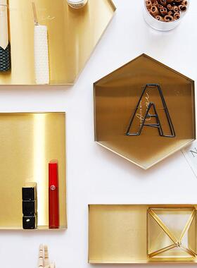 米诺斯堪的纳维亚无障碍豪华几何形状存储托盘金字拉丝不锈钢托盘