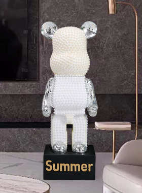 大型酒店工厂摆件玻璃珍珠直销别墅落地镶客厅装手工熊卡通亮片软
