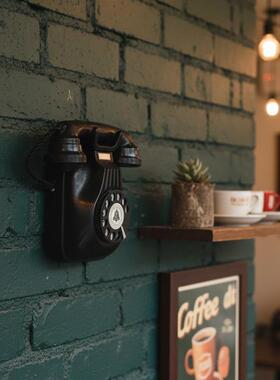 酒吧风格 老式复古做旧工艺摆件 壁挂式电话机模型