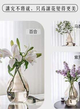 简约透明玻璃摆件水培创意马醉木吊钟插花客厅摆件装饰花器北欧