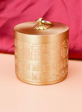 黄铜车载烟灰缸车用家居办公室摆件祥云带盖烟灰缸中式全铜摆件