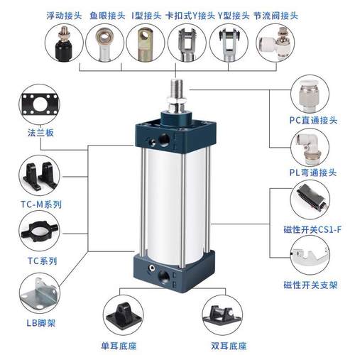裕飞气动长行程SC气缸40/50/63/1000X750X600X800X950x1米带磁-S - 图2