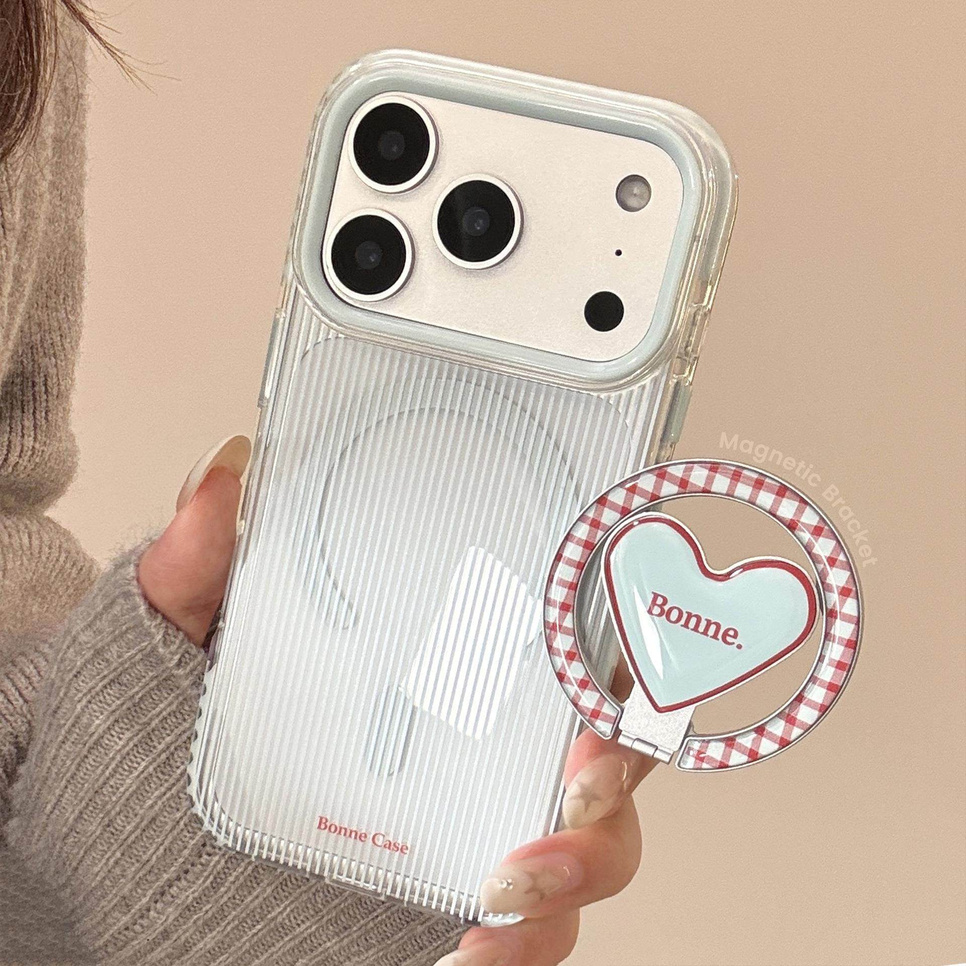 适用于苹果16巨好看手机壳苹果17系列手机壳蓝红条纹苹果17promax手机壳15韩系iPhone16爱心磁吸支架14软,淘宝优惠券,粉丝福利购,淘宝优惠卷