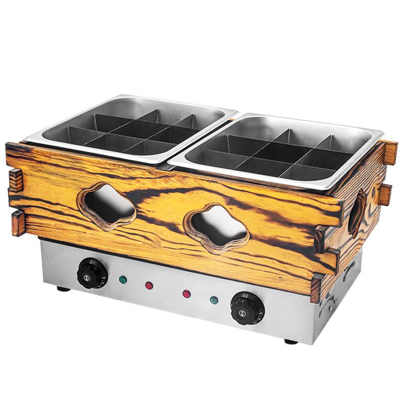 Red Rabbit Western Kitchen Wooden Box Oden Cooking Machine Commercial Double Basin 18-grid Spicy Hot Pot Electric Hot Pot Multi-Function