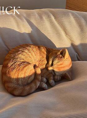 click熟睡的小猫陪伴小猫咪树脂模型摆件彷真装饰氛围拍照道具