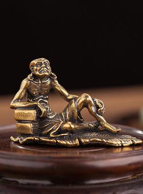黄铜十八罗汉摆件整套纯铜十八铜人摆件铜器桌面工艺品小礼品