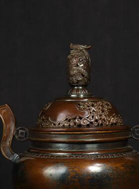 精工特大号双古典耳套炉三件套复古收藏茶道盘香用品摆件家居摆设