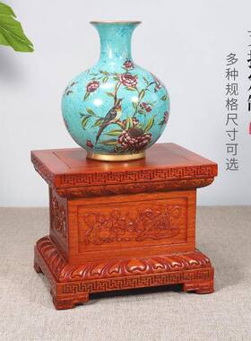 佛像加高实木长方木底座供奉金刚莲花台浮雕关公貔貅木雕摆件托
