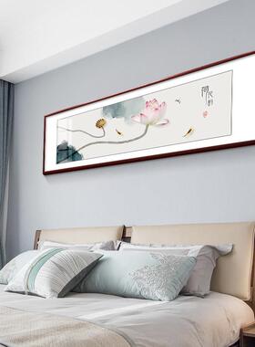花开富贵新中式卧室床头装饰画牡丹花客厅沙发背景墙挂画荷花壁画