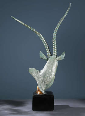 北欧覆古树脂羚羊头摆件创意家居书房酒柜样板房软装饰品摆设礼品