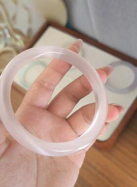 【普陀山】简约猫眼石手镯玉髓琉璃玉镯女款冰透白月光镯摆摊小商