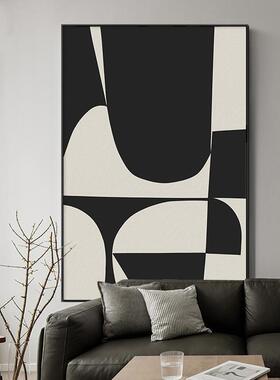 北欧黑白装饰画客厅极简沙发背景墙挂画现简约抽象壁画级感