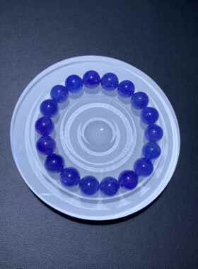 天然电光蓝坦桑石手链男女款单圈圆珠手串精美珠链珠串规格11.1mm