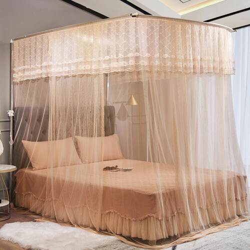 家防蚊家用蚊蚊帐免伸缩升3501爱琴降安装支架公主床幔宫廷用帐源 - 图1