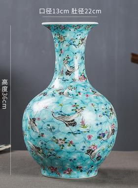 景德镇陶瓷器仿古粉彩夜光花瓶现代中式玄关客厅电视柜装饰品摆件