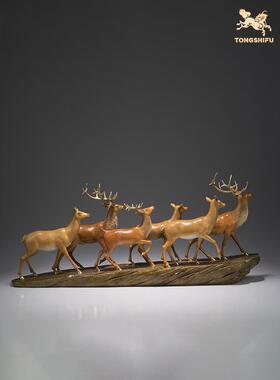 铜大师布鲁鹿大顺《客厅桌面铜鹿饰品家居装饰工艺》