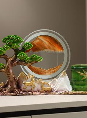 迎松流沙画笔客筒摆件轻导奢高办档HS086书房公室桌面装饰送领老