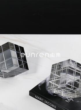 轻奢现代创意样板房间方块魔方摆件客厅玄关书房售楼处软装饰品