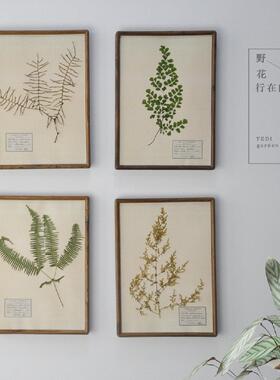 野地植物标本装饰画挂画照片墙手作复古花卉标本创意礼品实木画框