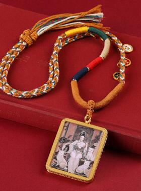 工厂直供手绘描金唐卡吊坠五爷扎基拉姆前世今生唐卡吊坠项链